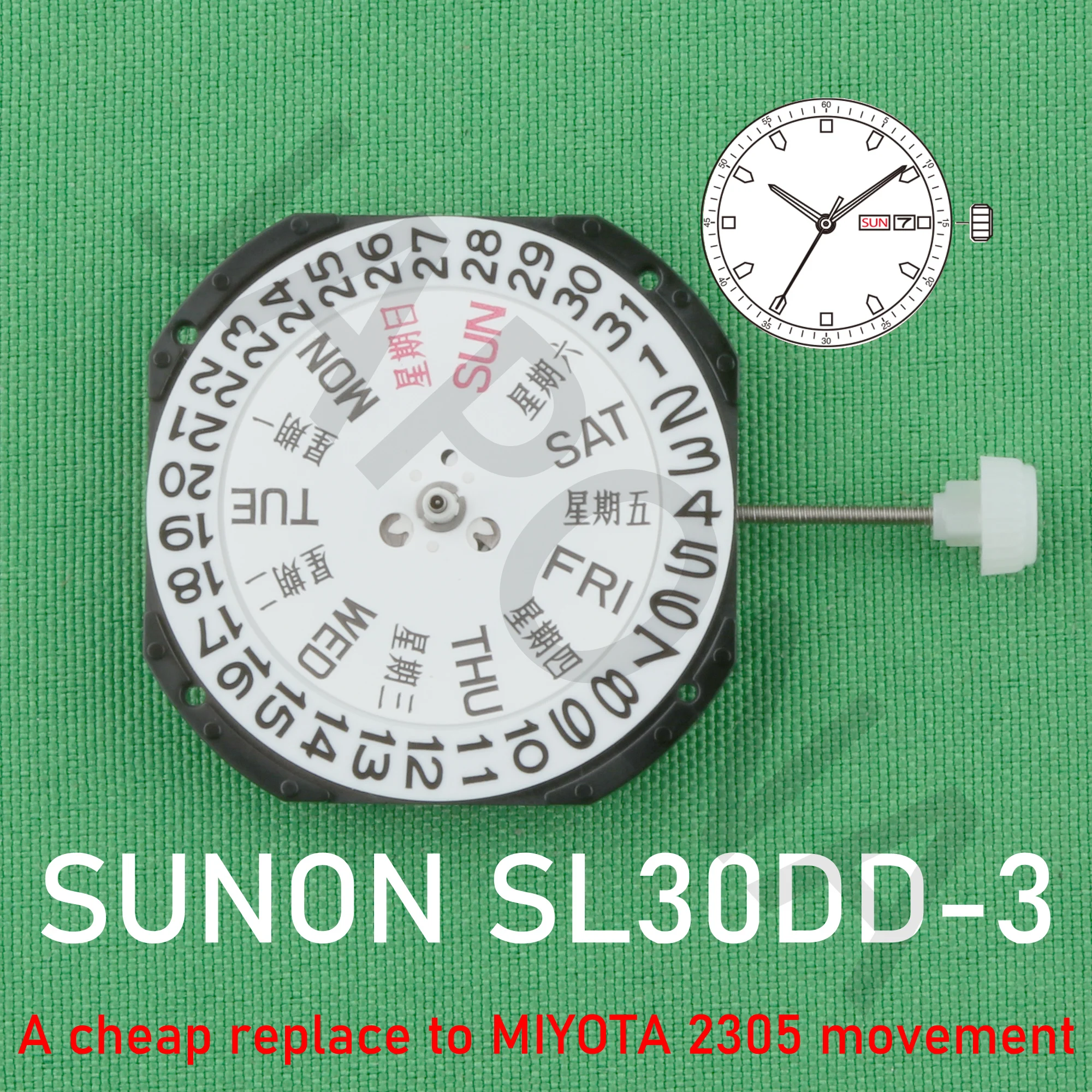

Часовой механизм SL30DD, Китай, sunon SL30DD-3, кварцевый механизм, дата, дешевая Замена для miyota 2305, часовой механизм sl30, часовой механизм