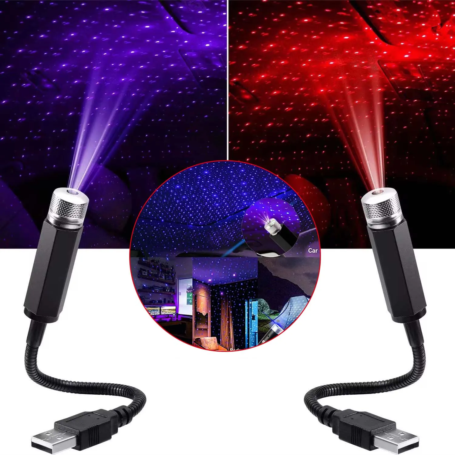 Projector Starry Sky Ceiling for Car LED Night Light 5V USB Powered Plug and Play Galaxy Star Romantic Lamp for Roof Room Decor