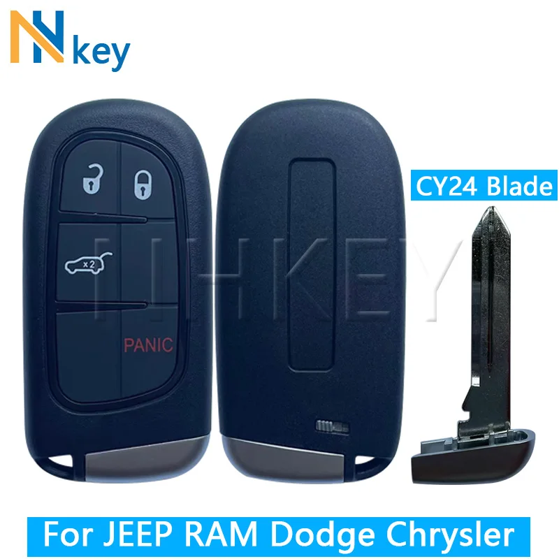 

NH KEY чехол для дистанционного ключа от машины Shell для Jeep Grand Cherokee Dodge RAM 1500 Journey Дротика Challenger Durango Chrysler 300 3 + 1 кнопочный