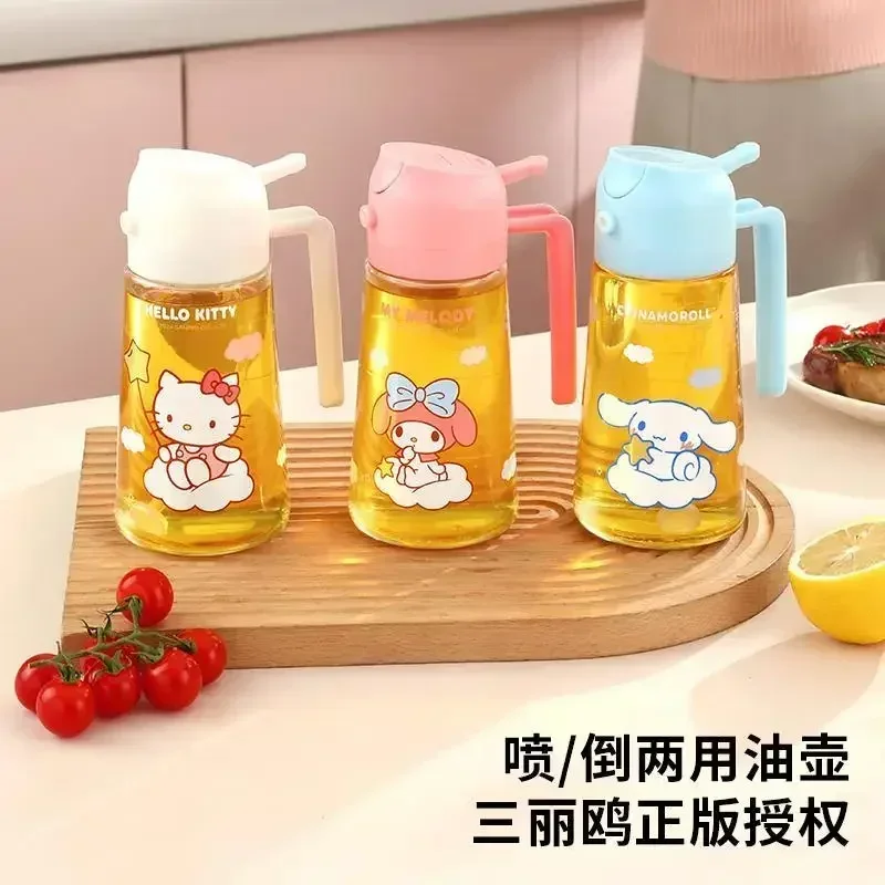 MINISO Cinnamoroll My Melody Anime Kawaii Spray Pour Oil Pot Cute Hello Kitty Leakproof Oil Jar Hanging Bottle Gifts for Girls