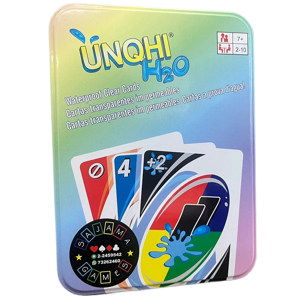 Board Games UNO H2O Card Game WaterProof Pressure Proof PVC Plastic Transparent Kids Toys Playing Cards Halloween Birthday Gifts