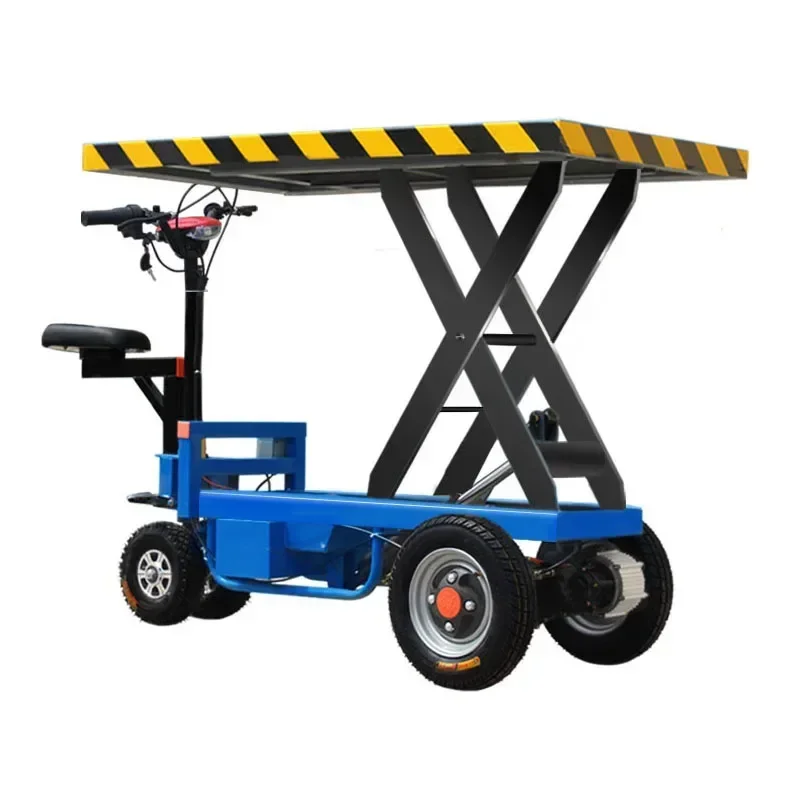 Electric Flatbed Hydraulic Lift Platform Lift Greenhouse Market Truck Pull Goods Farm Trolley