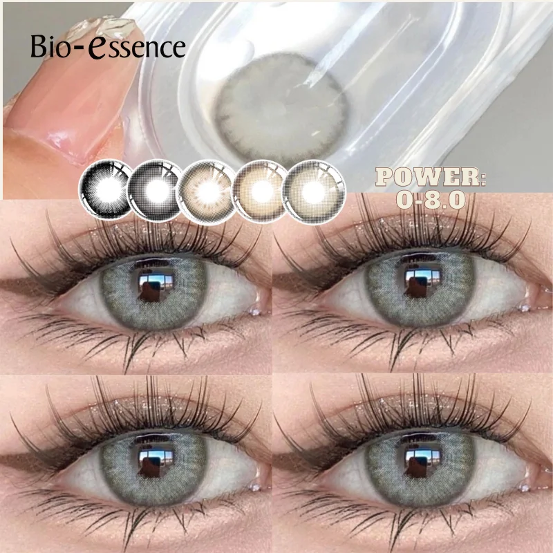 Bio-essence 1Pair Color Contact Lenses Yearly Natural Brown Lenses with Degree Lenses Beauty Fashion Lenses Beautiful Pupil