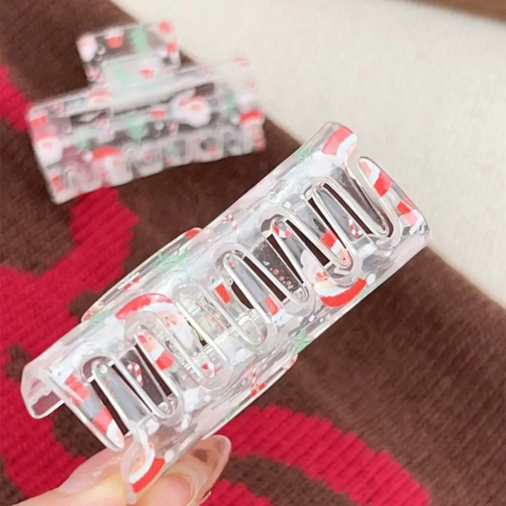 

Creative Christmas Hair Claw Clip Transparent Cartoon Women's Christmas Clip Acrylic Hairstyling Santa Claus Hair Clamps