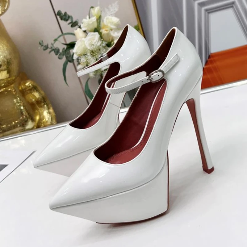 

Women's summer high heels Ultra high heel design 15cm Genuine leather sole Breathabl Thick bottom design