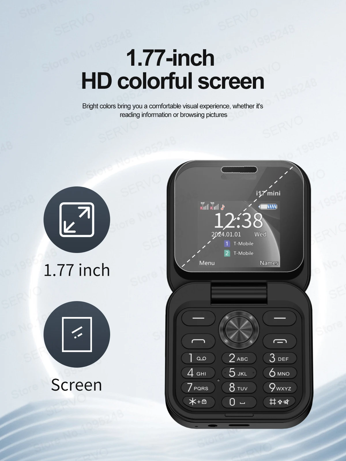 SERVO I17 Mini Foldable Small Mobile Phone 1.77-inch Screen Magic Voice 2G Double SIM Card Slot FM Radio Button Mini Flip Phones