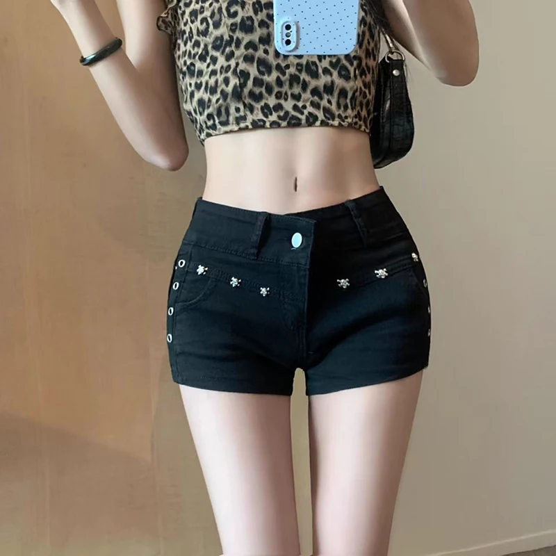 

Summer New Female Solid Low Waist Mini Shorts Girls Classic Fashion Thin Hot Pants Lady Chic Korean Trendy Denim Shorts