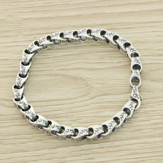 S925 Sterling Silver Trendy Vine Grass Pattern Men's and Women's Same Style Bracelet Personalized and Versatile Ethnic Style Str