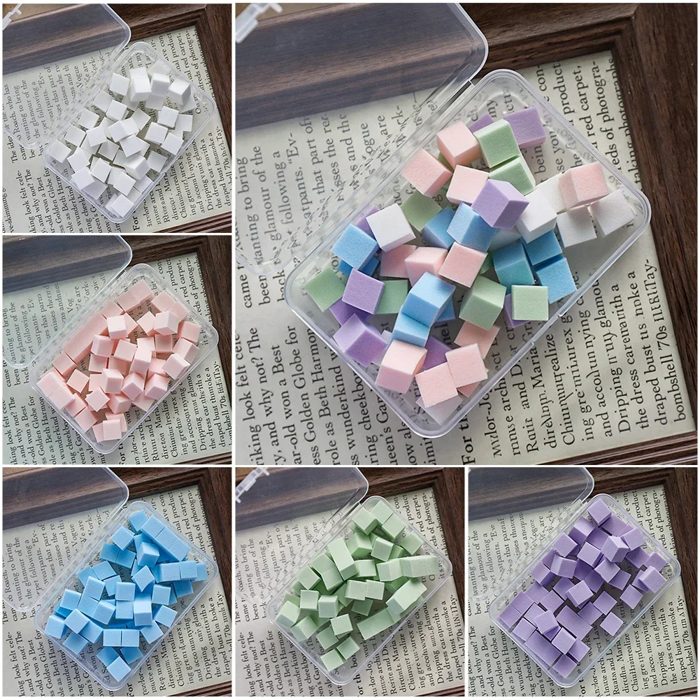 Small Cube Nail Blending Sponge Set, Pastel Pink Purple Green Gradient Foam Sponges, Easy DIY Ombre & Blush Nail Design Tool view 4