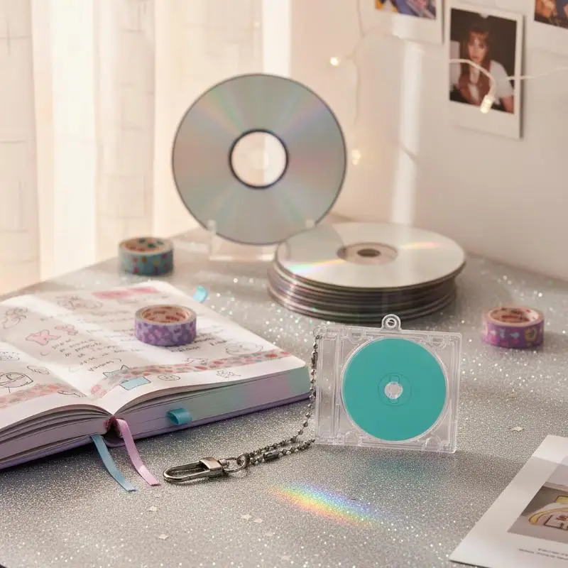 Mini Functional NFC CD Disc Case Keychain Album Key Holder HandDIY Backpack Bag Pendant Creative Peripheral Decoration Accessory