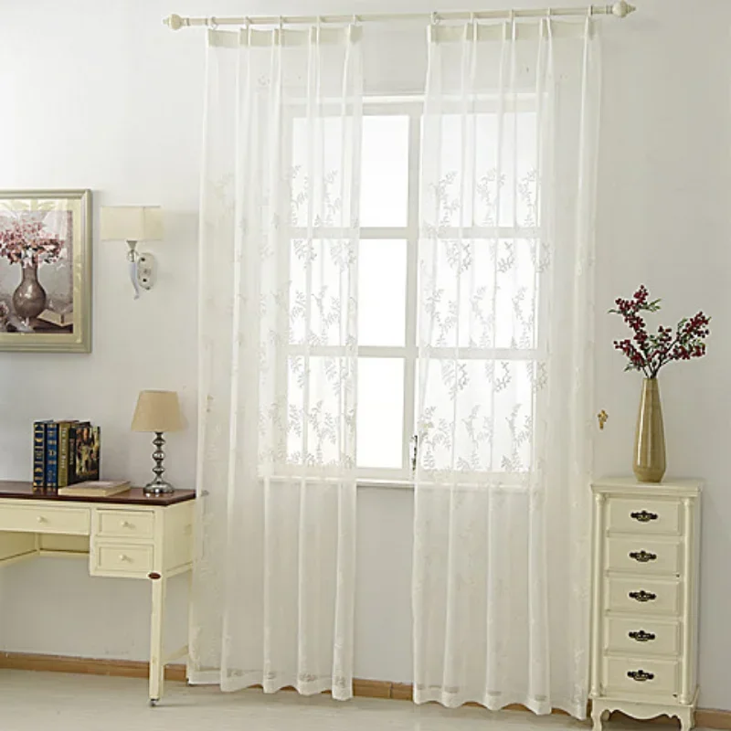 News Curtains Tulle for Living Dining Room Bedroom Fabric Curtain Hollow Embroidery Curtains White Pine Needlecustomize