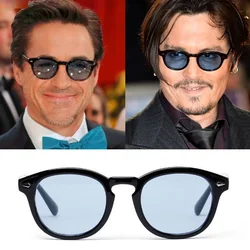 Fashion Tony Stark Men Oval Small Sunglasses Purple Blue Classic UV400 Sun Glasses Trends Transparent Shades For Mens