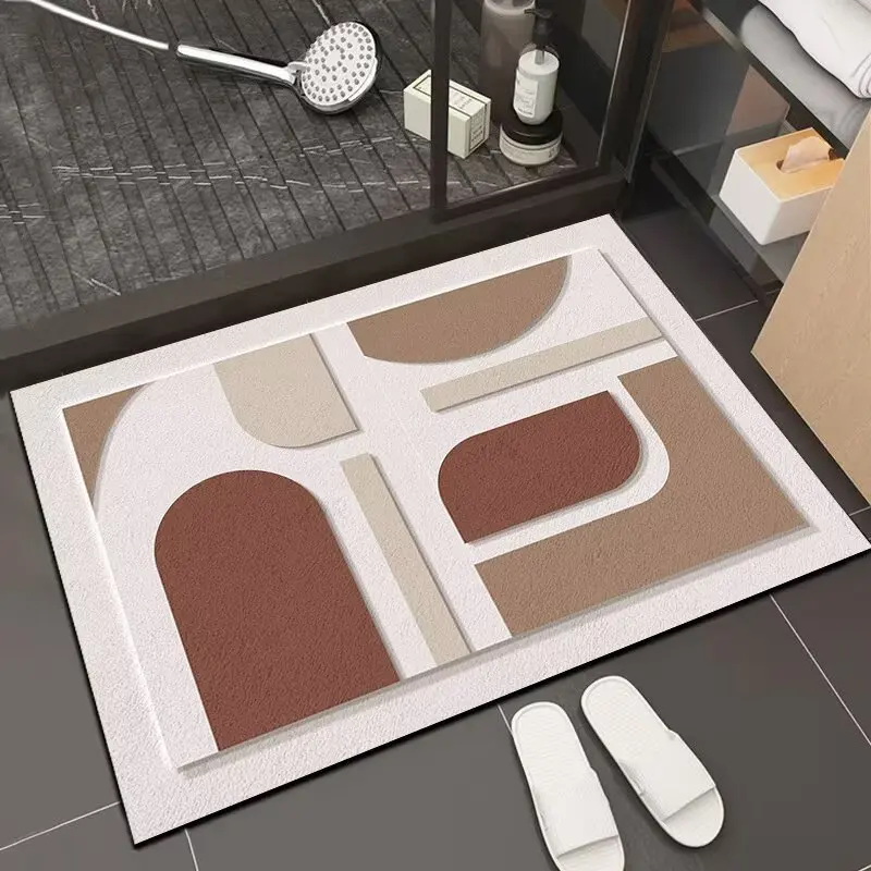 سجادة أرضية ماصة للحمام من طين دياتوم، سجادة غير قابلة للانزلاق لباب دخول الحمام، سجادة أرضية منزلية، سجادة مطبخ قابلة للإجازة سريعة الجفاف #1