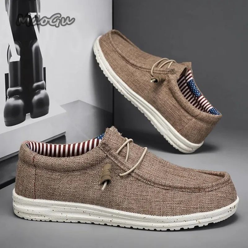 Spring Summer Blue Men's Casual Shoes Lightweight Slip-on Driving Loafers Men Low-cut Breathable Canvas Shoes Chaussure Hommes