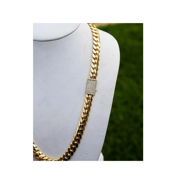 Handmade 12mm 24 Miami Cuban Link Chain 210grams Heavy Solid 925 Sterling Silver 14k Gold Plated Curb Hiphop Chain