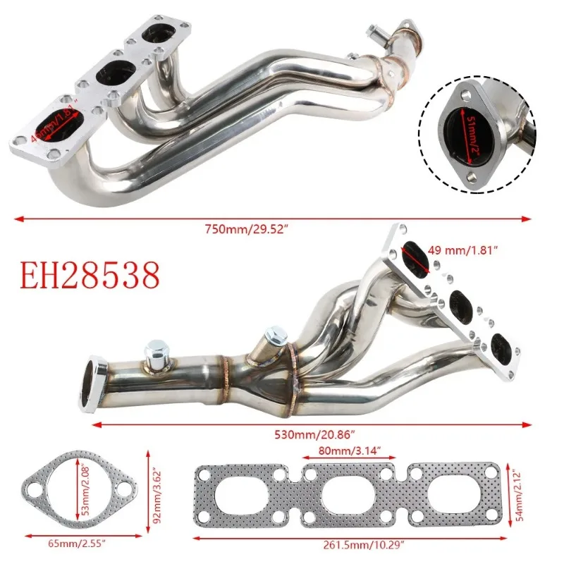 Suitable for BMW E46 323i 328i E39 2.5L/2.8L/3.0L Stainless Steel Exhaust Manifold Header