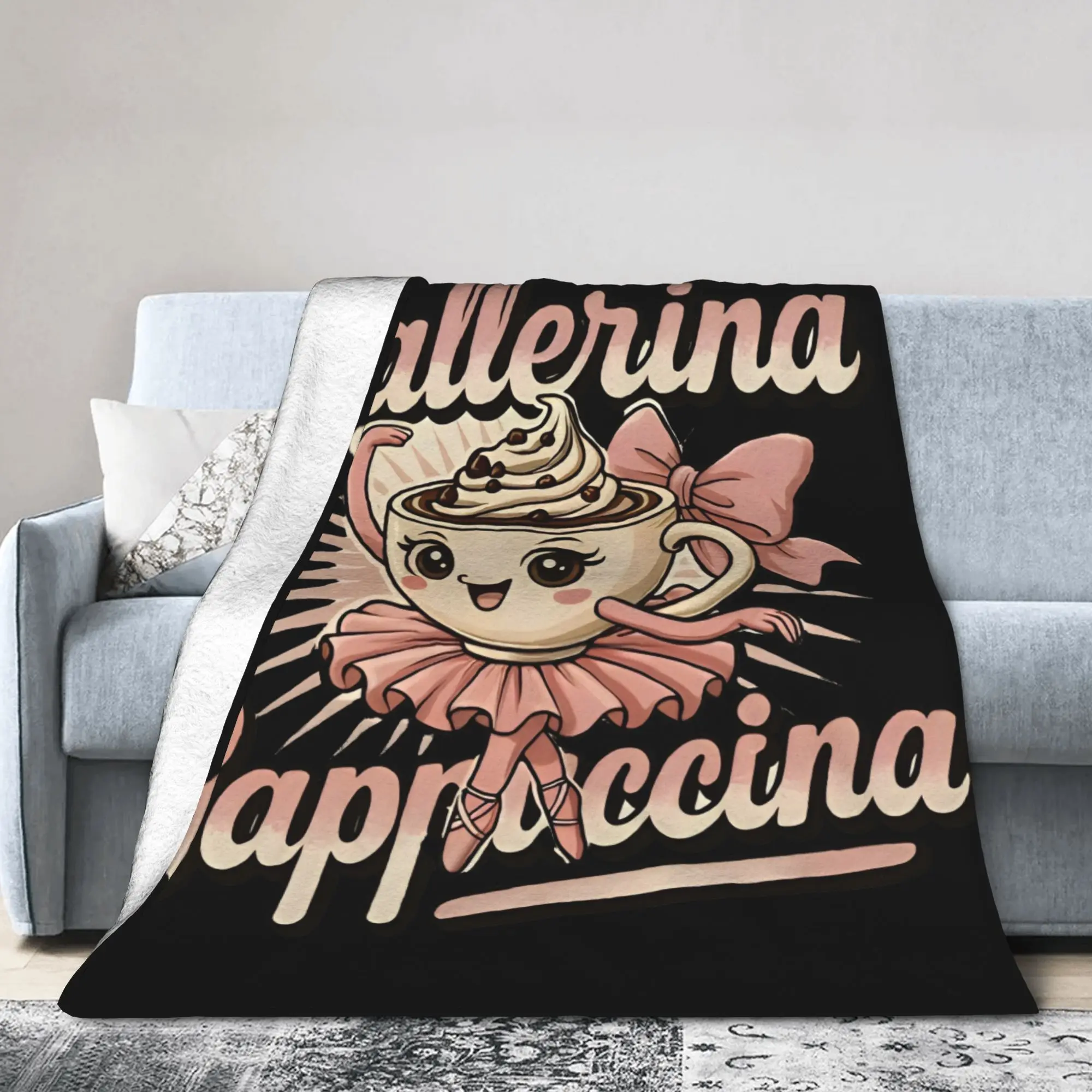 Coffee Brainrot Ballerina Cappuccina Dancer Blanket  Flannel Funny Warm Throw Blanket for Home All Season