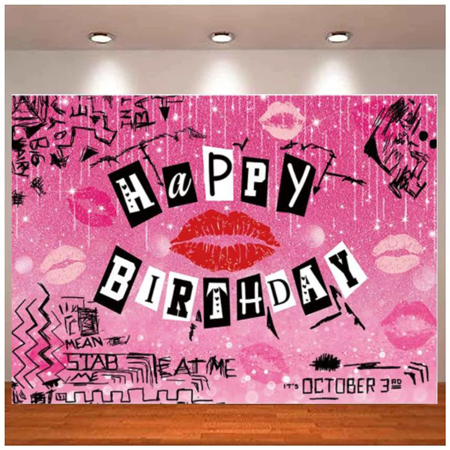 

Backdrop Burn Book Teen Girls Decoration Rose Pink Glitter Early 2000s Background Sweet 16th 18th Birthday Party For Women Girls