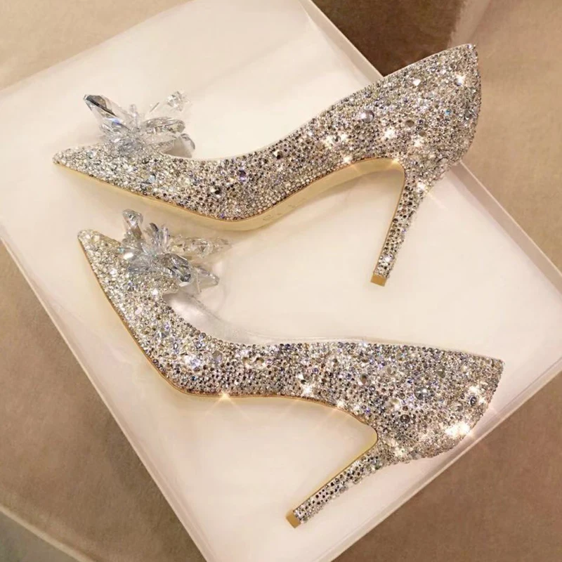Women's Shoes Luxury Rhinestone High Heels Women Pumps Fashion Pointed Toe Woman Crystal Party Wedding Shoes Zapatos De Mujer view 2