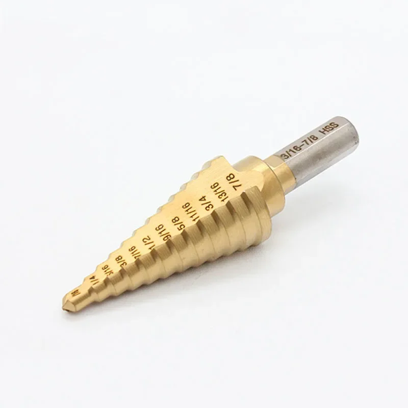 Titanium Step Bits, Standard (SAE) HSS Tapered Bits for Drilling and Cutting Sheet Metal, Multi-Size Hole Steps Unibit