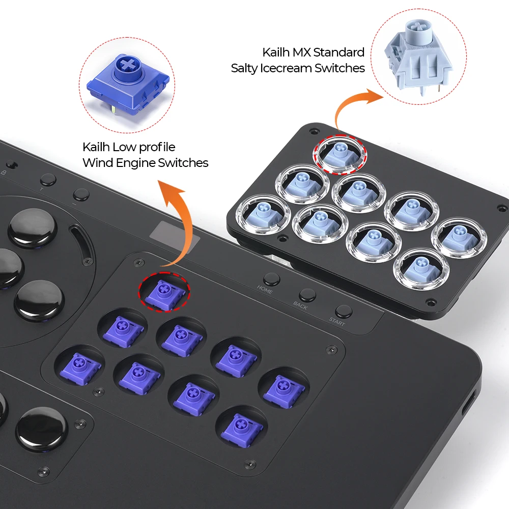 Haute42 Arcade Hebellose Steuerung HautePad X Stickless Fightstick für PC/PS4/PS5 Hitbox Controller Ambient RGB PL/ MX Modul