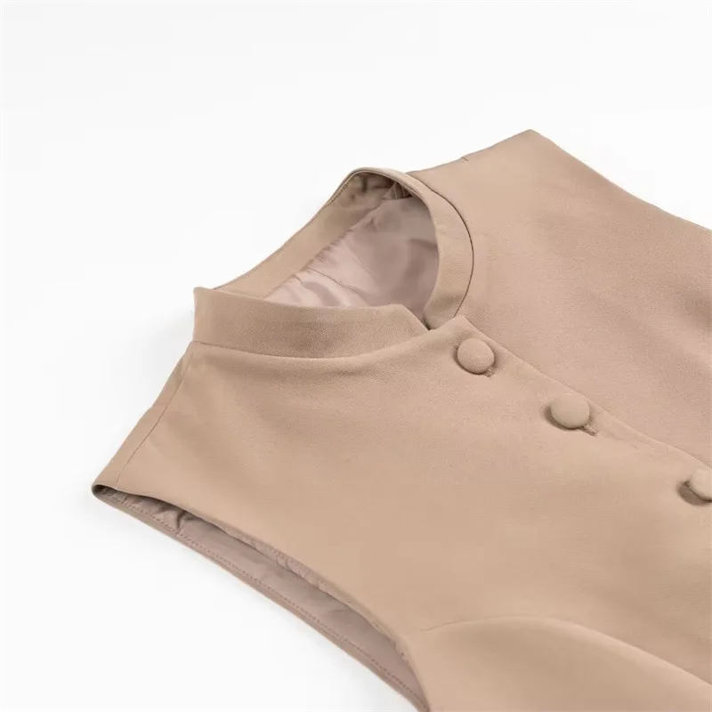 New Women's Clothing Fashionable And Simple Solid Color Button-up Collar Sleeveless Culottes