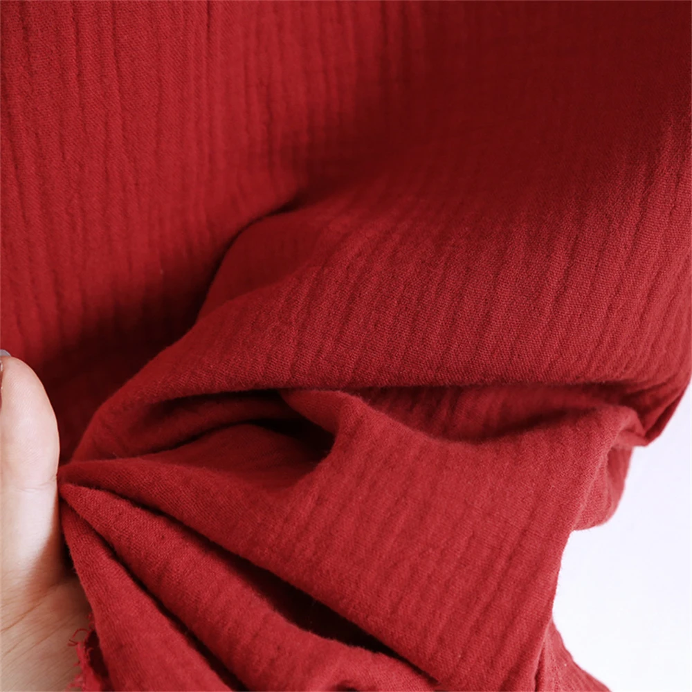 Lady Spring Summer Thin Long-sleeved Trousers Pajamas Set Autumn Crepe Double-layer Cotton Yarn Red Nightdress New Year Homewear