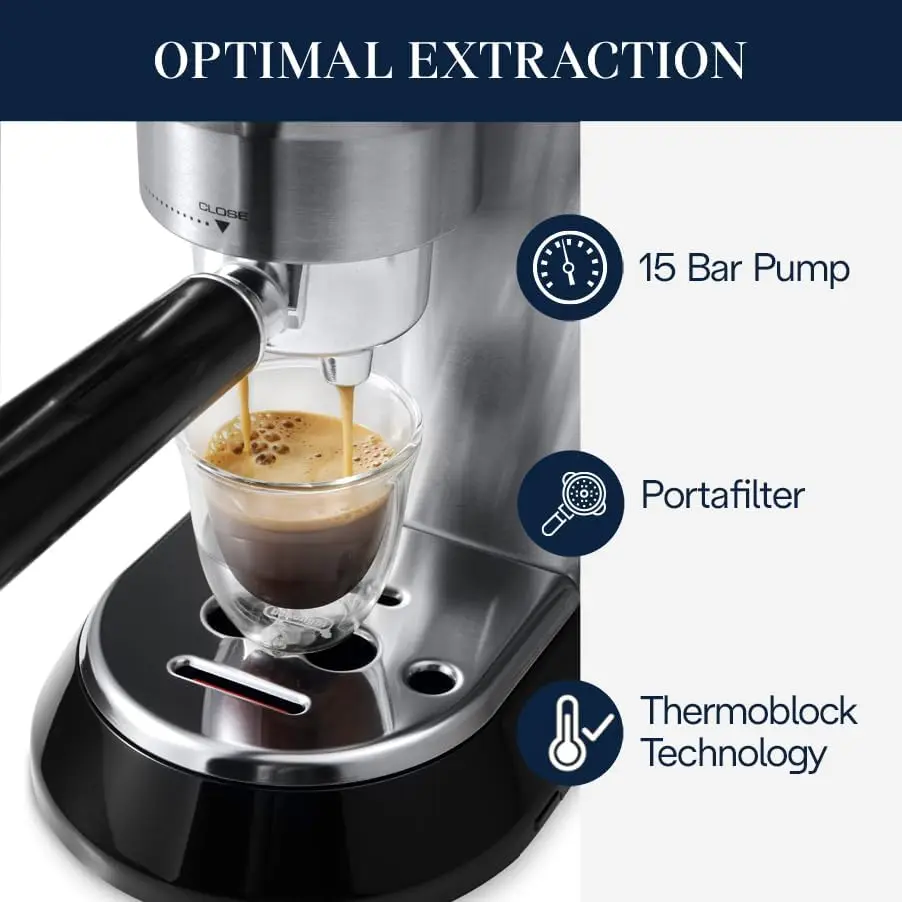 Dedica EC680M, Espresso Machine, Coffee and Cappucino Maker with Milk Frother, Metal / Stainless, Compact Design 6 in