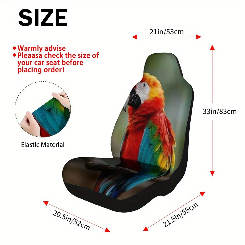 Set Of 2 Vibrant Tropical Parrot Design Car Seat Covers – Fits Most Cars, Trucks, Vans, And Suvs | Sturdy Polyester Shields | Ea