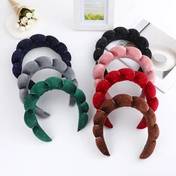 Fashion Solid Color Cloud Sponge Headband Washing Scrunchies Puffy Headband Washing Face Makeup Shower Skincare Hair Band