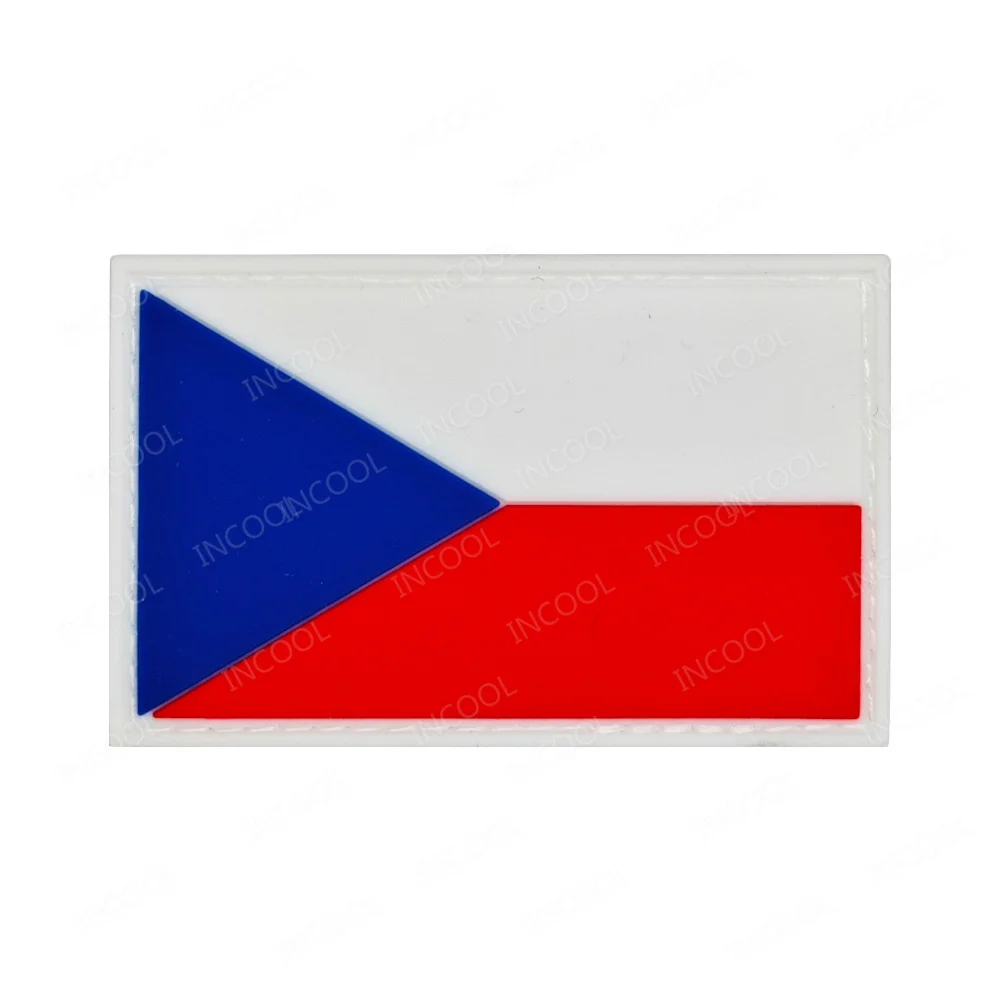 Czech Republic Infrared IR Reflective Embroidered Flag Patches PVC Rubber Blue Line Embroidery Patch For Clothing Cap