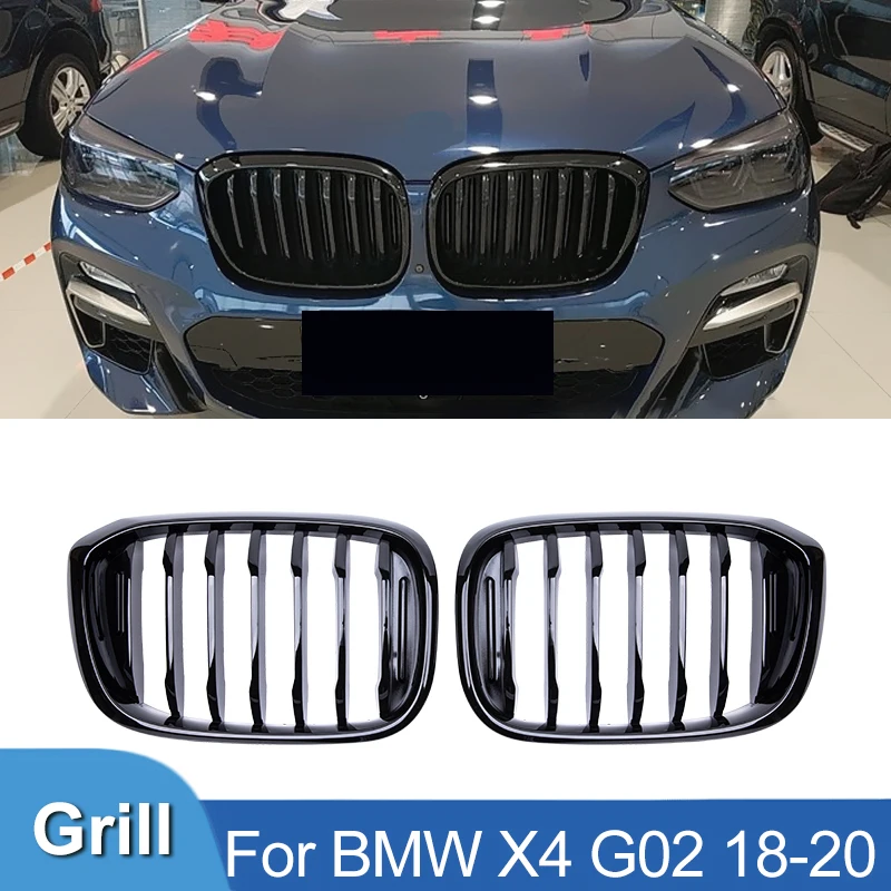 

Pulleco For BMW X3 X4 G01 G02 G08 Gloss Black Grille Car Front Hood Grilles Bumper Kidney Grill Racing Grills 2018-2020 ABS Auto