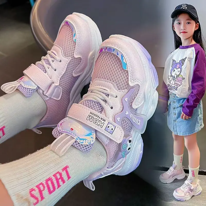 

Sanrio Kuromi Children's Breathable Sneakers Kawaii Girl Teen Outdoor Shoes Boy Relaxing Comfortable Soft Running Kids Shoes New