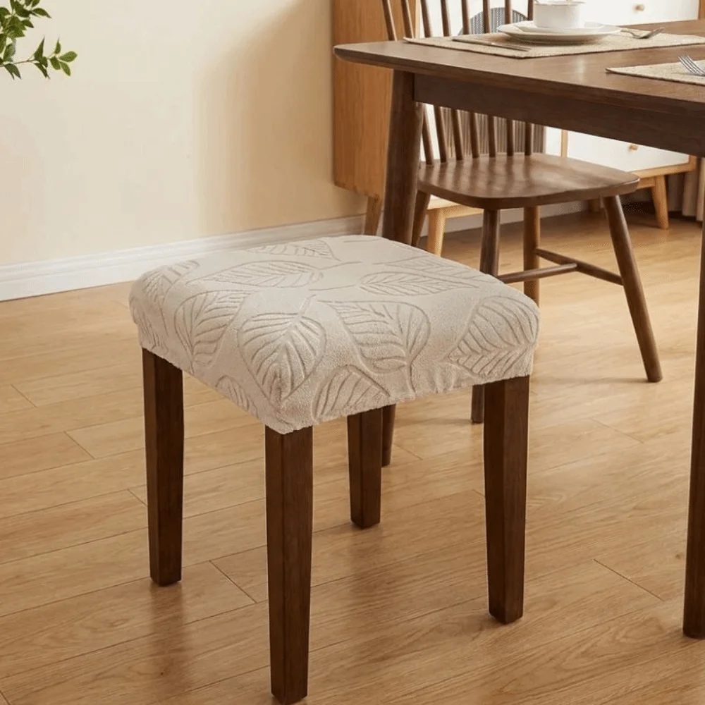 Elastic Leaf Jacquard Chair Seat Cover Removable Breathable Dining Chair Cover Anti-dirty Dust-proof Chair Protective Cover