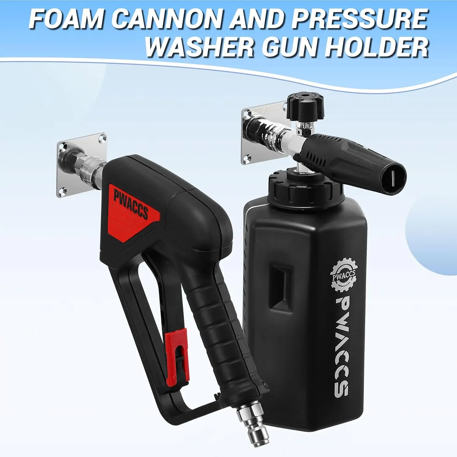 حامل مدفع إسفنجي، حامل جداري سريع التوصيل مقاس 1/4 بوصة، رف تخزين الأدوات مكون من 4 قطع لملحقات غسالة الضغط