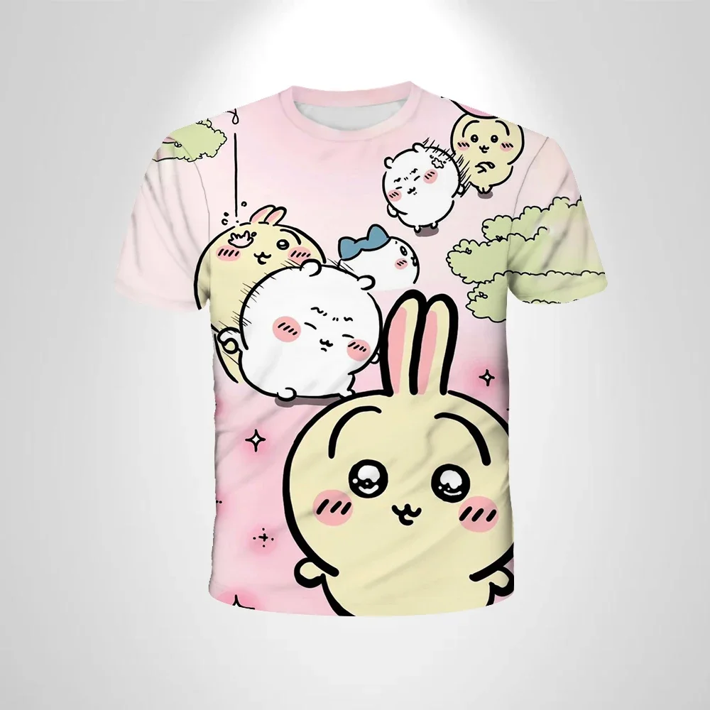 

Chiikawa милая 3D футболка для девочек, милая одежда для косплея, детская футболка, топы, повседневная летняя дышащая мужская одежда с короткими рукавами