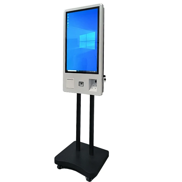 32inch Fast Food Kiosk with Wheels Design for Restaurant