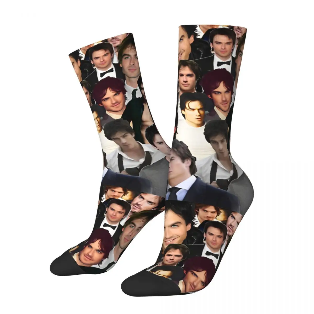 Ian Somerhalder Socks Autumn photo collage Stockings Korean Couple High Quality Socks Design Outdoor Anti Bacterial Socks