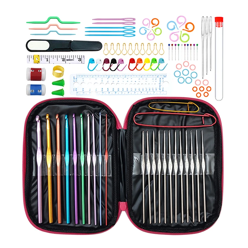 100/50/36PCS Crochet Set DIY Hand Held Knitting Tools Woolen Weaving Tool Kits With Storage Bag Hook Needle Set