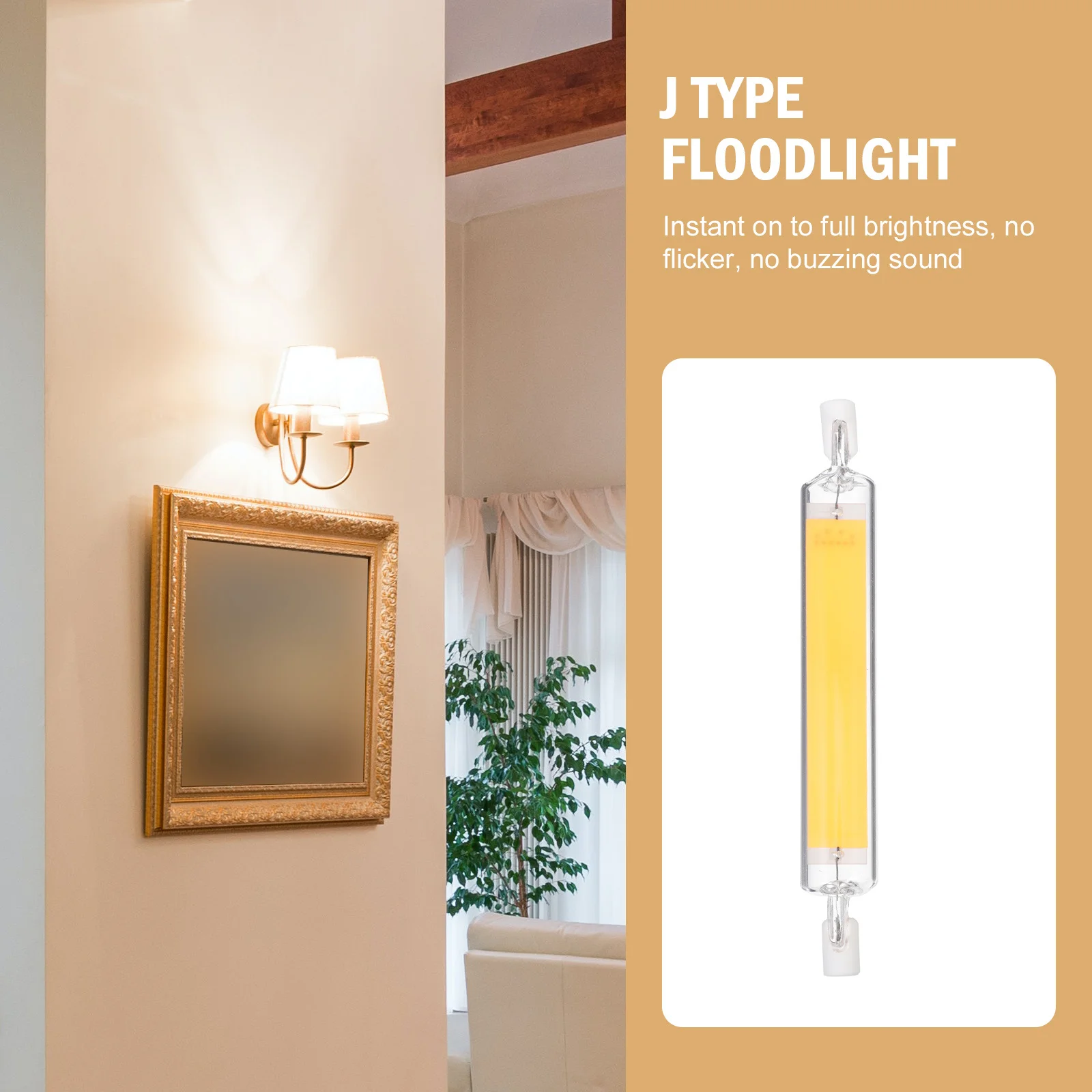 

1Pcs Plug-in Double End LED Lamp 118mm Glass Tube Replace Halogen Light Flicker-Free High Brightness Floodlight Workshop