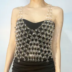 Stage Performance For Woman Sexy Body Jewelry Plastic Crystal Bikini Chest Chain Music Beach Party Clothing Accessories