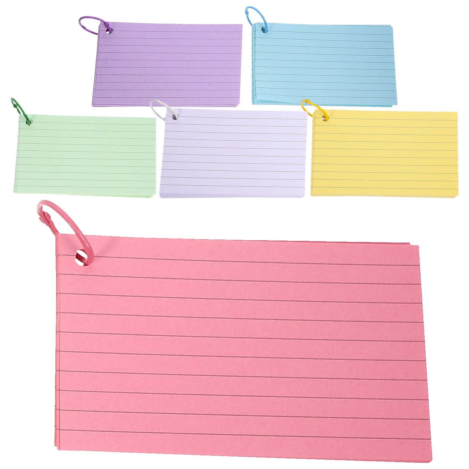 

Blank Flashcards Notebooks Rings Set Small White Colored Index Cards Office Supplies Pre Hole Punched Lined Study Aids Memory