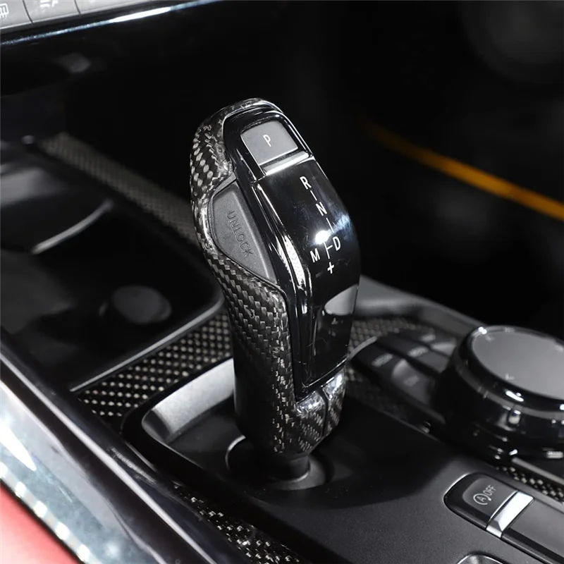 For Toyota Supra GR A90 A91 MK5 2019-2022 Dry Carbon Fiber Car Gear Shift Head Protective Back Cover ,Carbon Fiber Black