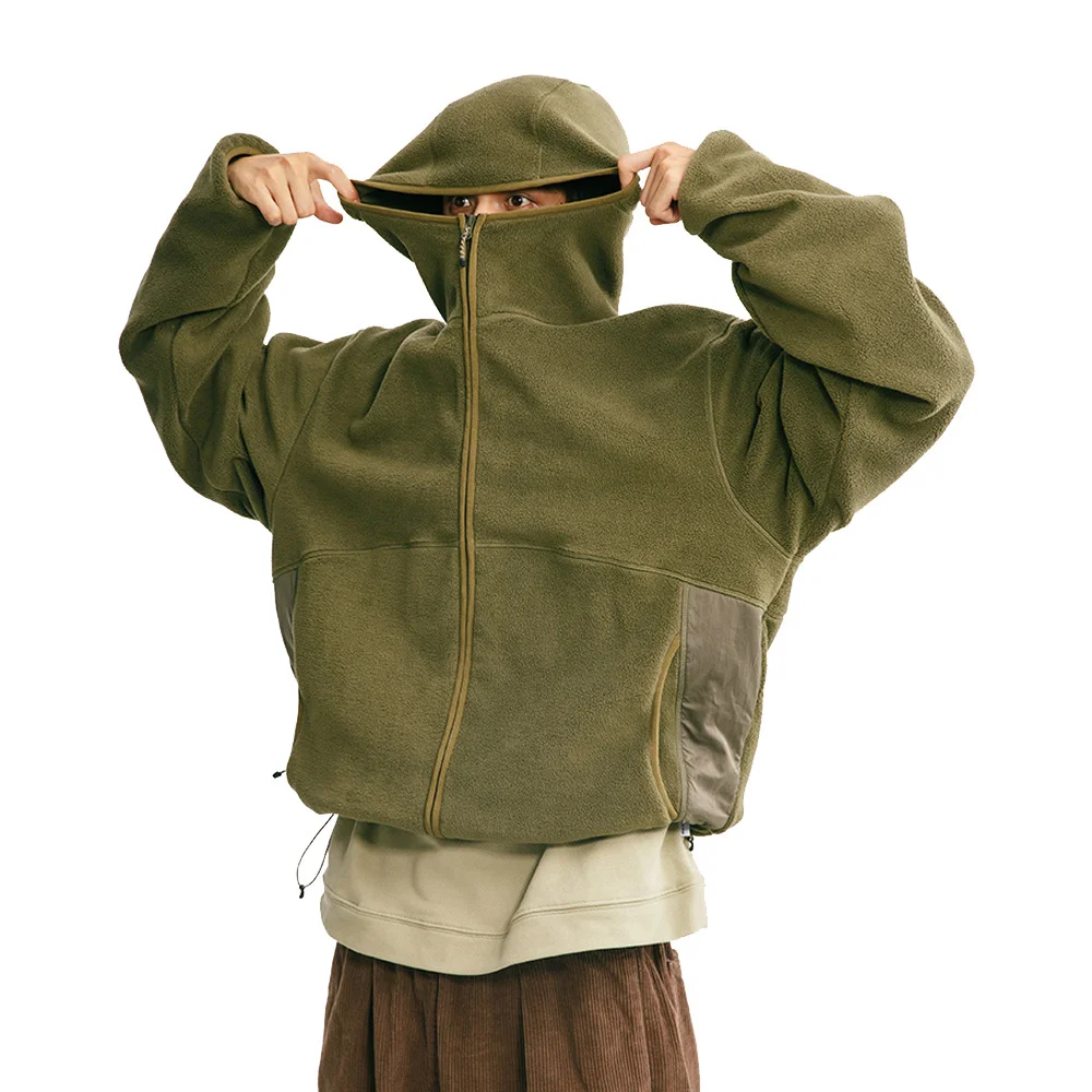 

Autumn/winter Hooded Jacket Outdoor Sports Solid Color Loose Hooded High Collar Wool Men's And Women's Jackets