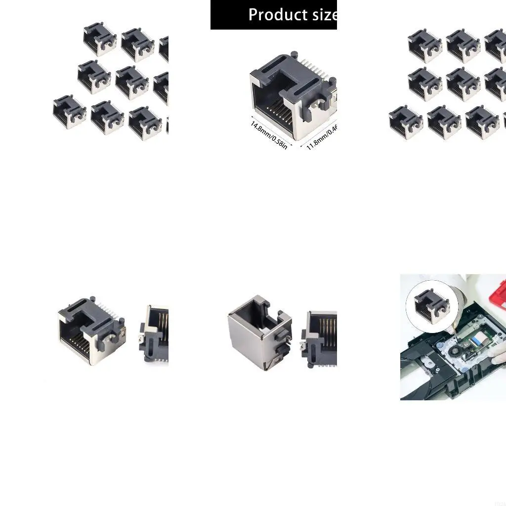 193A 10PCS RJ45 Female Jacks Socket With Gold Plate Contacts And AntiEMI For Routers Switching Industrial Applications