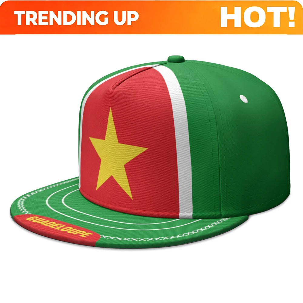 Guadeloupe Flat Brimmed Cap Free Custom Made Name Logo Hip-hop Hat Nation Flag Country French College Print Photo