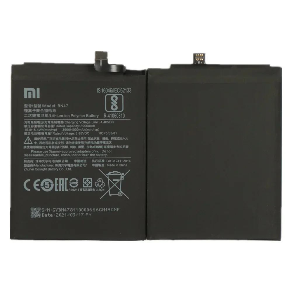 2024 Years 100% Original Battery BN47 For Xiaomi Mi A2 Lite A2Lite Redmi 6Pro 6 Pro 4000mAh Battery Bateria Fast Shipping