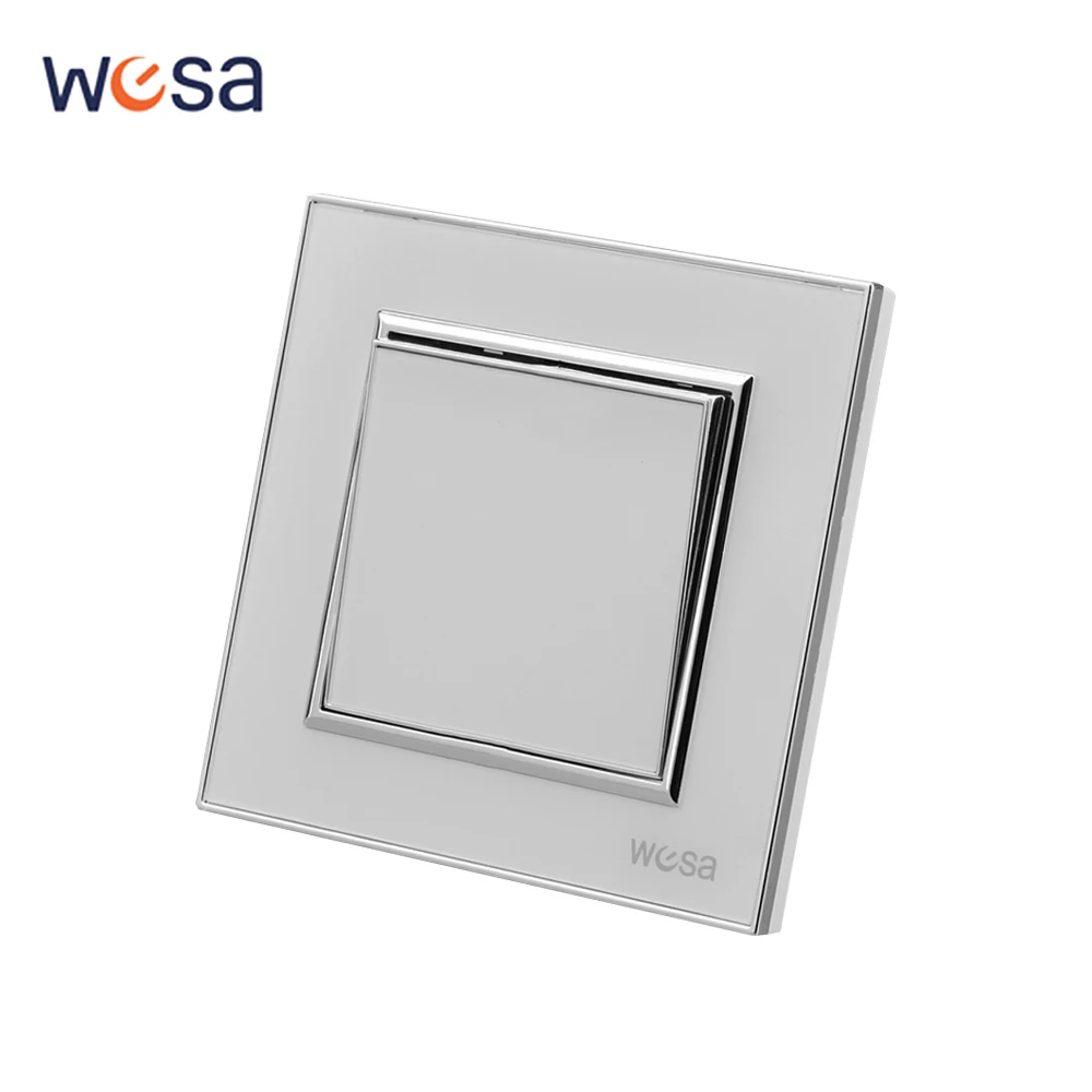 الأبيض الكلاسيكي 1 عصابة 1 طريقة 250 فولت تشغيل/إيقاف الجدار الروك التبديل زر مفتاح الإضاءة لهب لوحة أكريليك الاتحاد الأوروبي القياسية 16A التيار المتناوب #1