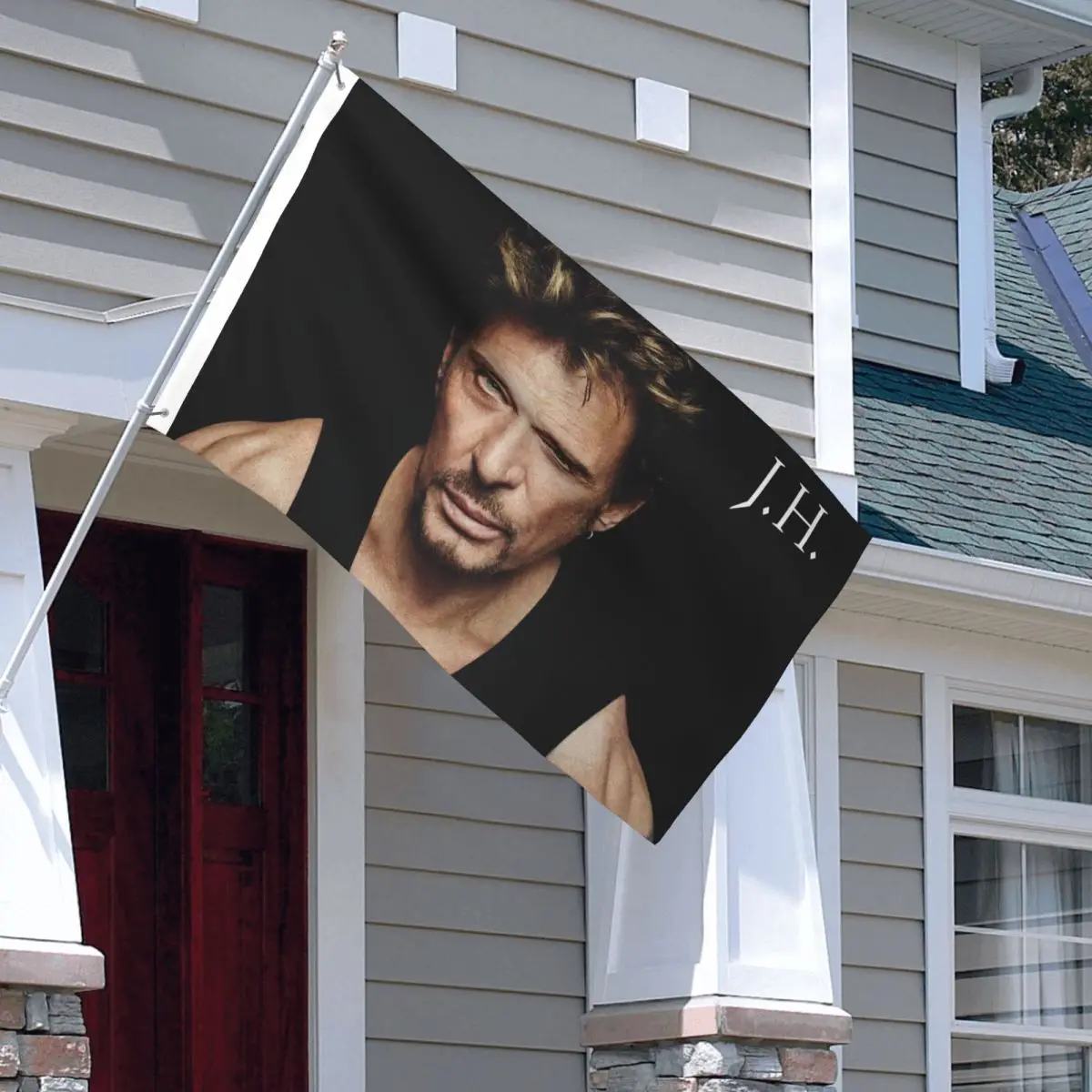 Fashionable Johnny Hallyday Flag Double Sided Indoor Outdoor Banner Polyester Home Room Dorm Wall Decor 90x150cm
