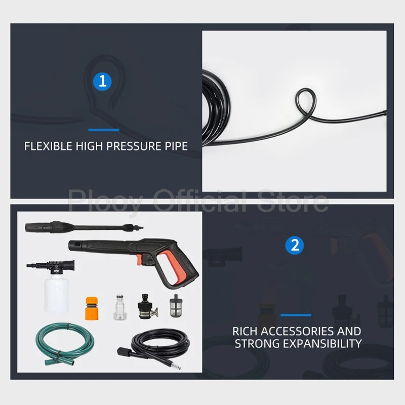 1500W High Pressure Cleaner Washer Foam Generator Water Gun Spray Cleaner Portable Cleaning Machine for Car Home Garden Clean